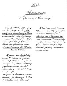 Original-Protokolleintrag vom 17.10.1898